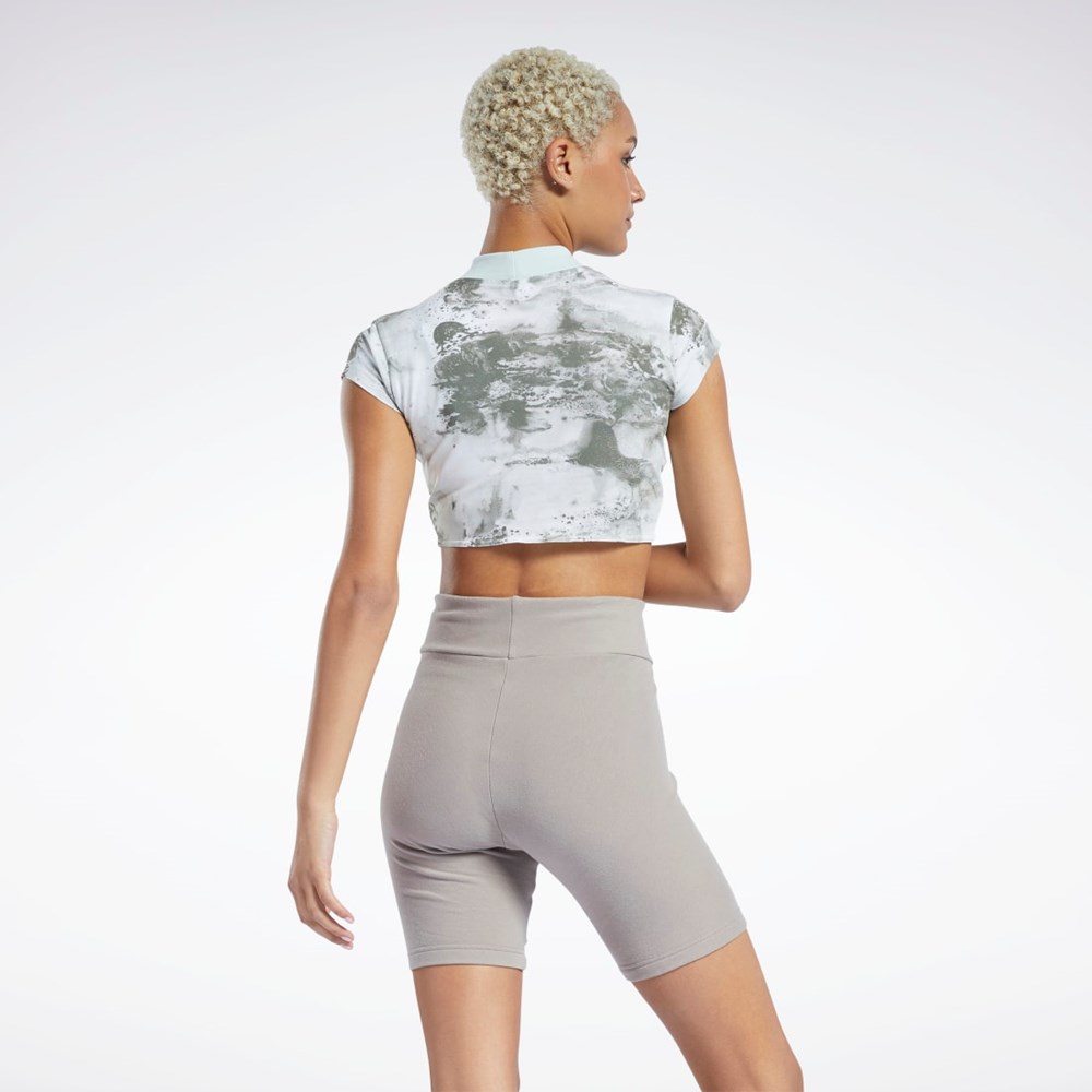 Reebok Classics Cloud Splatter-Print Corta Sleeve Cropped T-Shirt Verde Menta | 82BRJDHOC