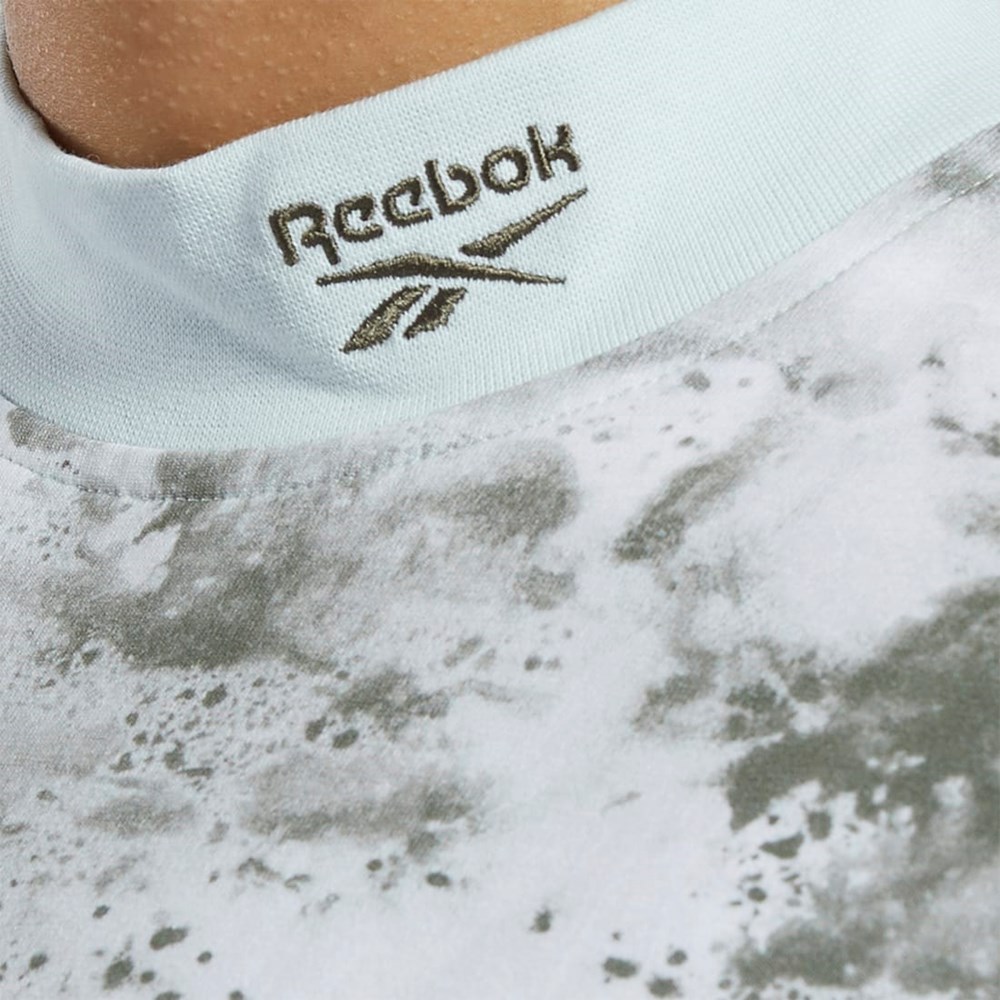 Reebok Classics Cloud Splatter-Print Corta Sleeve Cropped T-Shirt Verde Menta | 82BRJDHOC