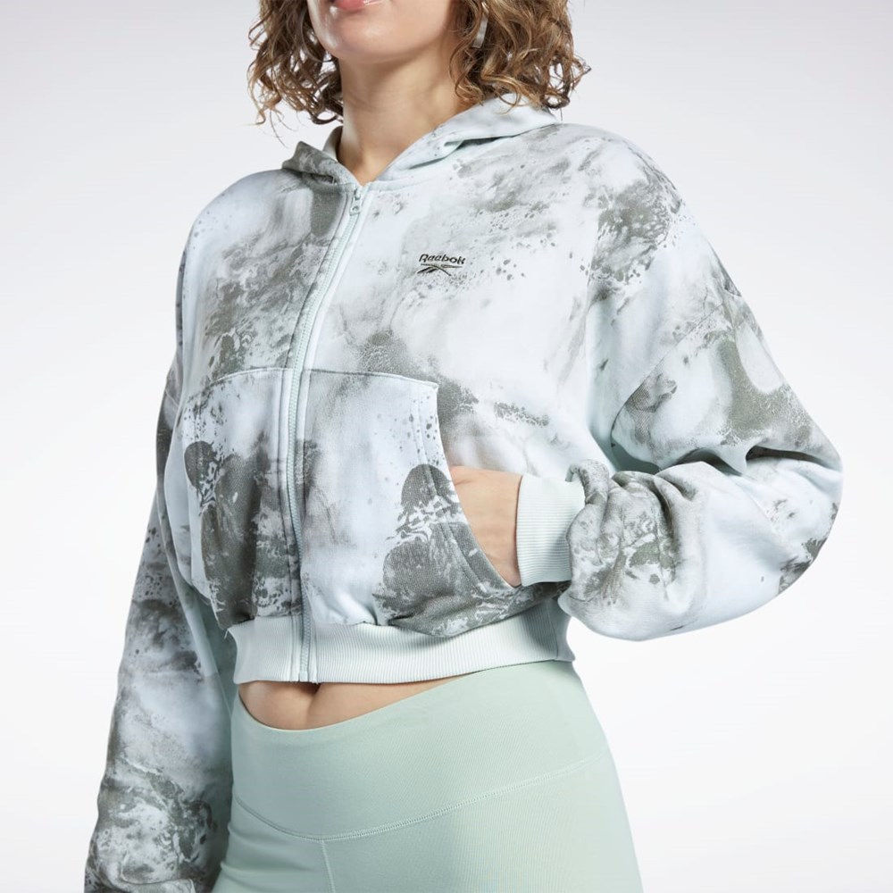 Reebok Classics Cloud Splatter-Print Zip-Up Sweatshirt Verde Menta | 69YWTXQLD