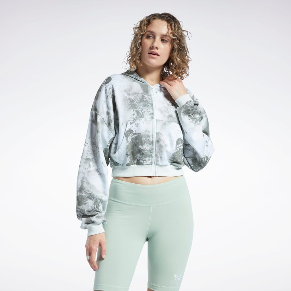Reebok Classics Cloud Splatter-Print Zip-Up Sweatshirt Verde Menta | 69YWTXQLD