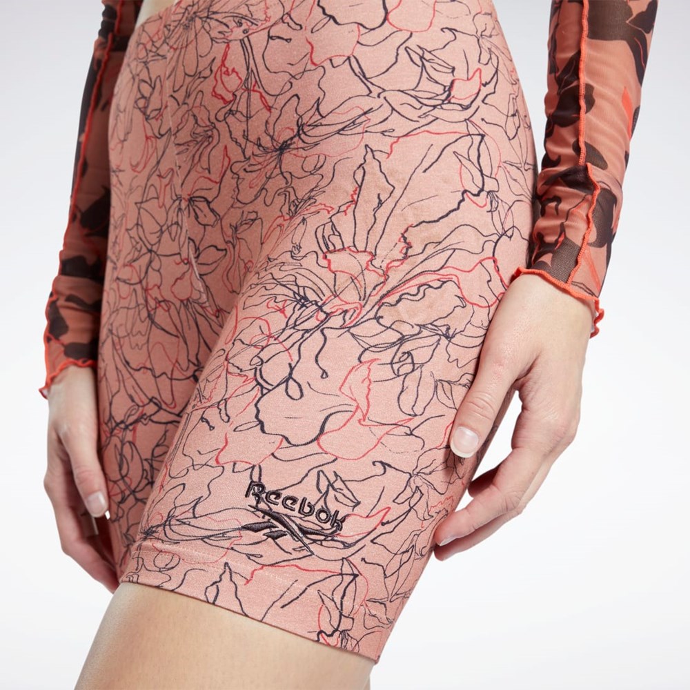 Reebok Classics Contour Floral Print Legging Shorts Coral | 73PKSTWVA