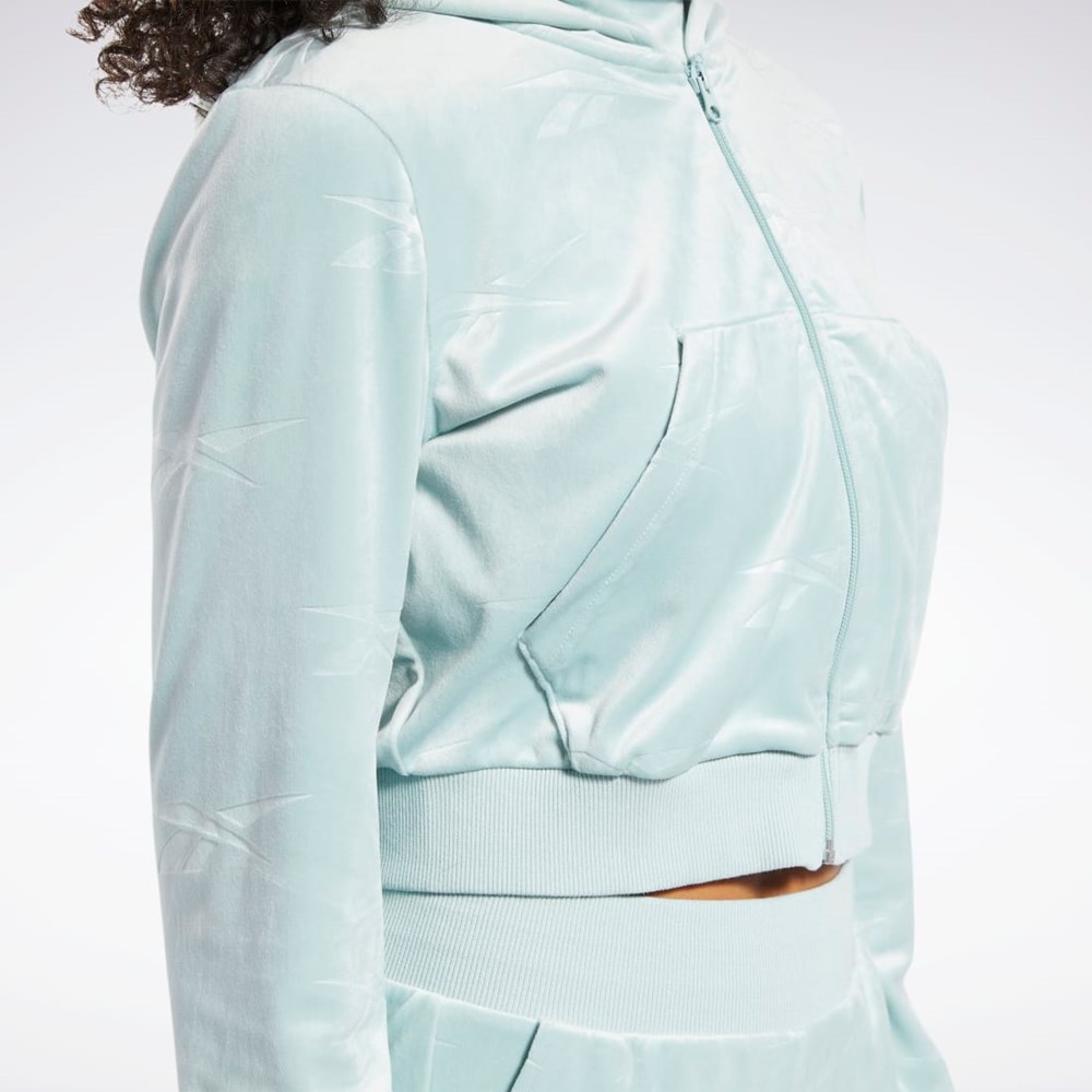 Reebok Classics Energy Q4 Velour Zip-Up Sweatshirt Gris | 46MHVADRQ