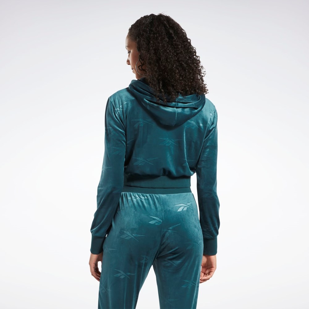 Reebok Classics Energy Q4 Velour Zip-Up Sweatshirt Verde | 70QOHRZAI