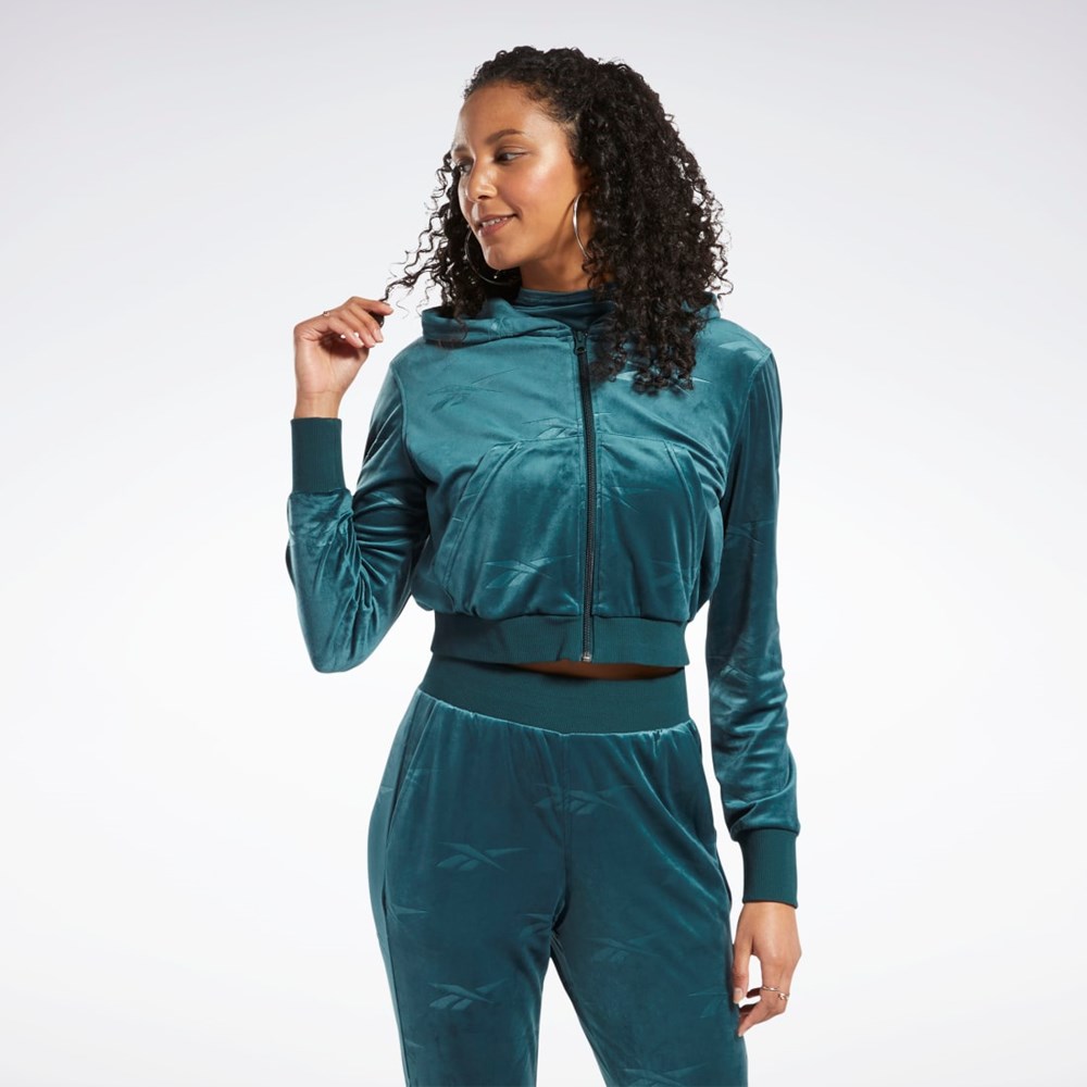 Reebok Classics Energy Q4 Velour Zip-Up Sweatshirt Verde | 70QOHRZAI