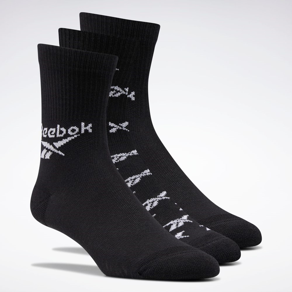 Reebok Classics Fold-Over Crew Socks 3 Pairs Negras | 75OHVJRYI