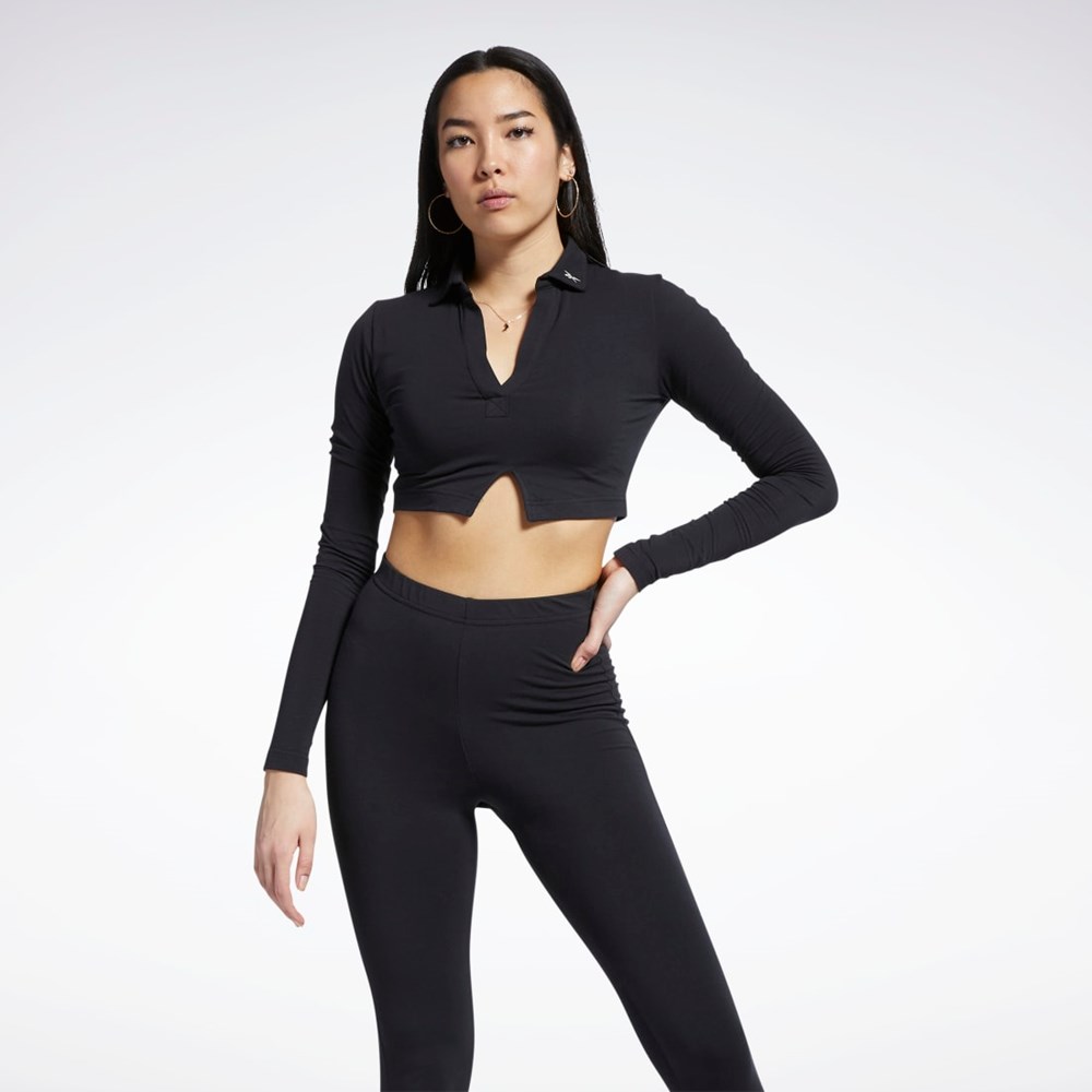 Reebok Classics Long Sleeve Polo Top Negras | 61TYHCNUL