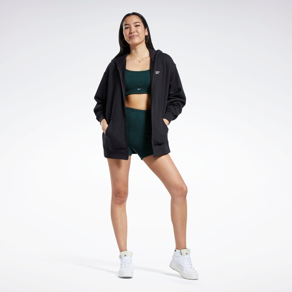 Reebok Classics Oversized Long Zip-Up Hoodie Negras | 15APDXKRM