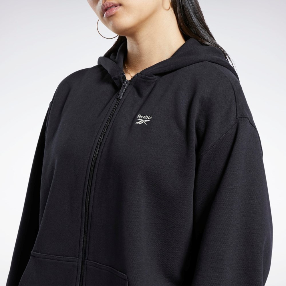 Reebok Classics Oversized Long Zip-Up Hoodie Negras | 15APDXKRM