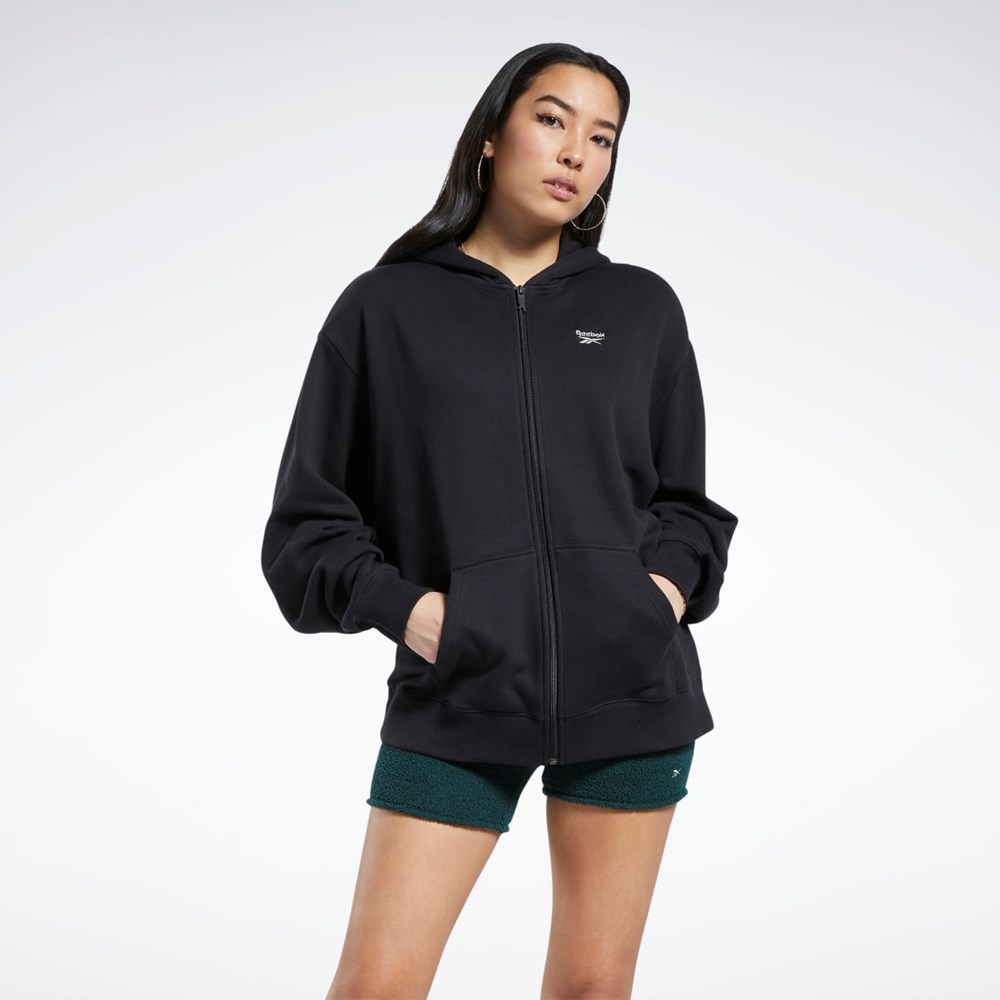 Reebok Classics Oversized Long Zip-Up Hoodie Negras | 15APDXKRM