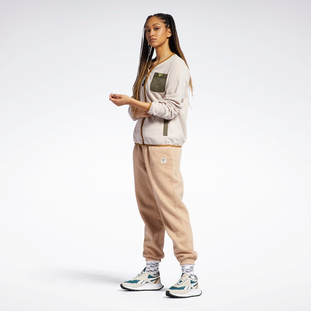 Reebok Classics Polar Fleece Zip-Up Jacket Soft Ecru | 18EUHZTOC