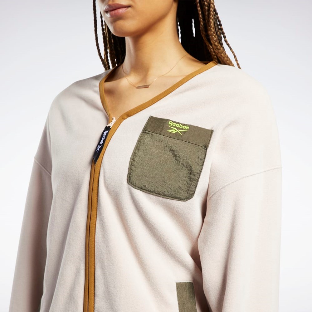 Reebok Classics Polar Fleece Zip-Up Jacket Soft Ecru | 18EUHZTOC
