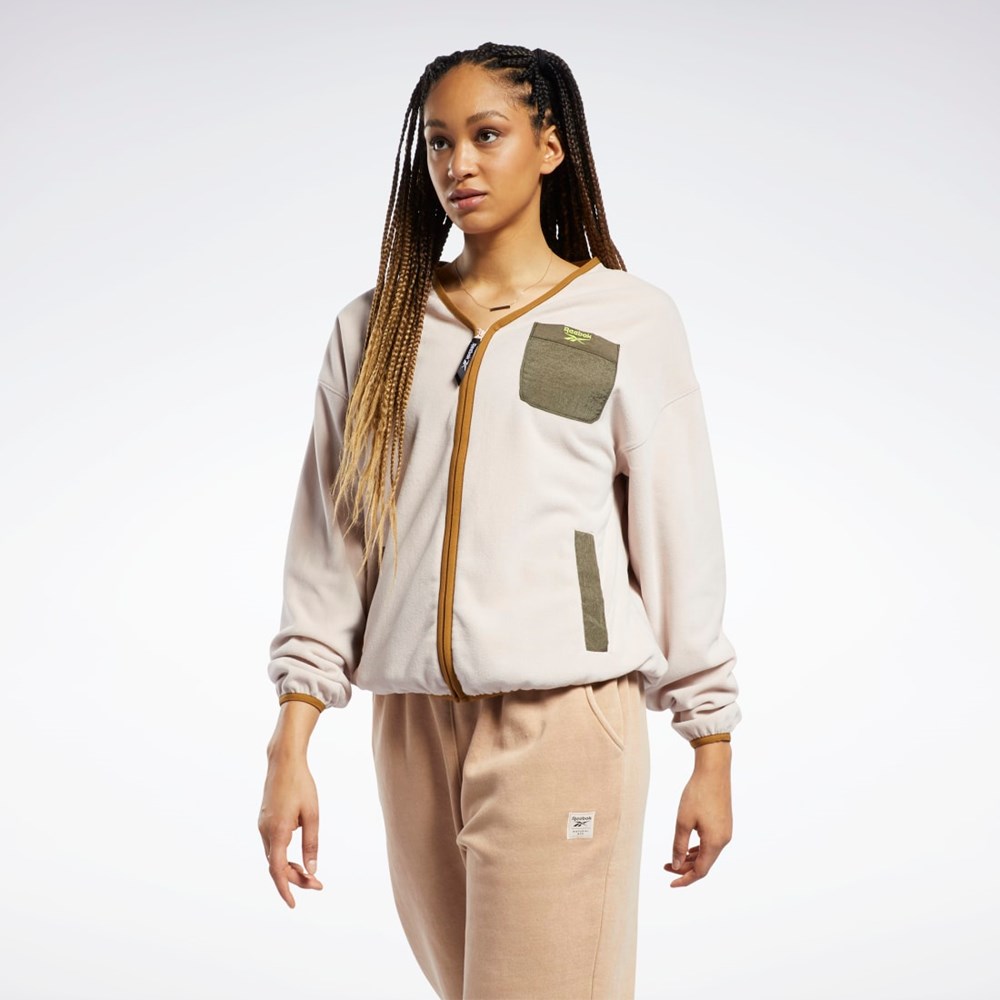 Reebok Classics Polar Fleece Zip-Up Jacket Soft Ecru | 18EUHZTOC