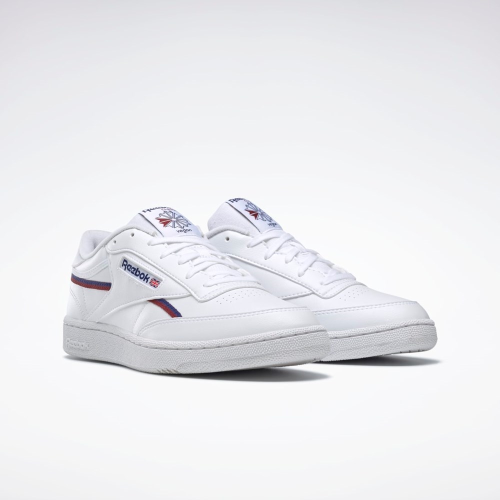 Reebok Club C 85 Vegan Shoes Blancas Burdeos | 16PTHKZAI