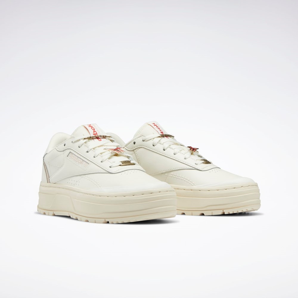 Reebok Club C Double GEO Shoes Chalk / Alabaster / Soft Ecru | 61MIPLSXA