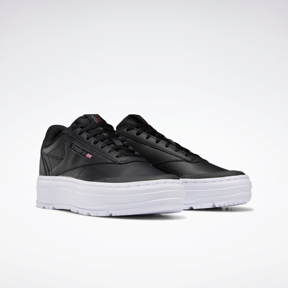 Reebok Club C Double GEO Shoes Negras Negras Blancas | 59HXFYONS