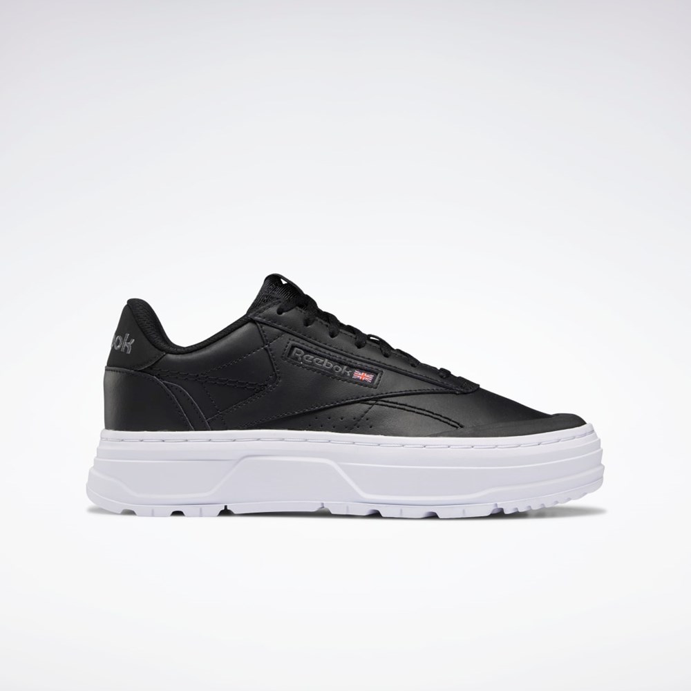 Reebok Club C Double GEO Shoes Negras Negras Blancas | 59HXFYONS