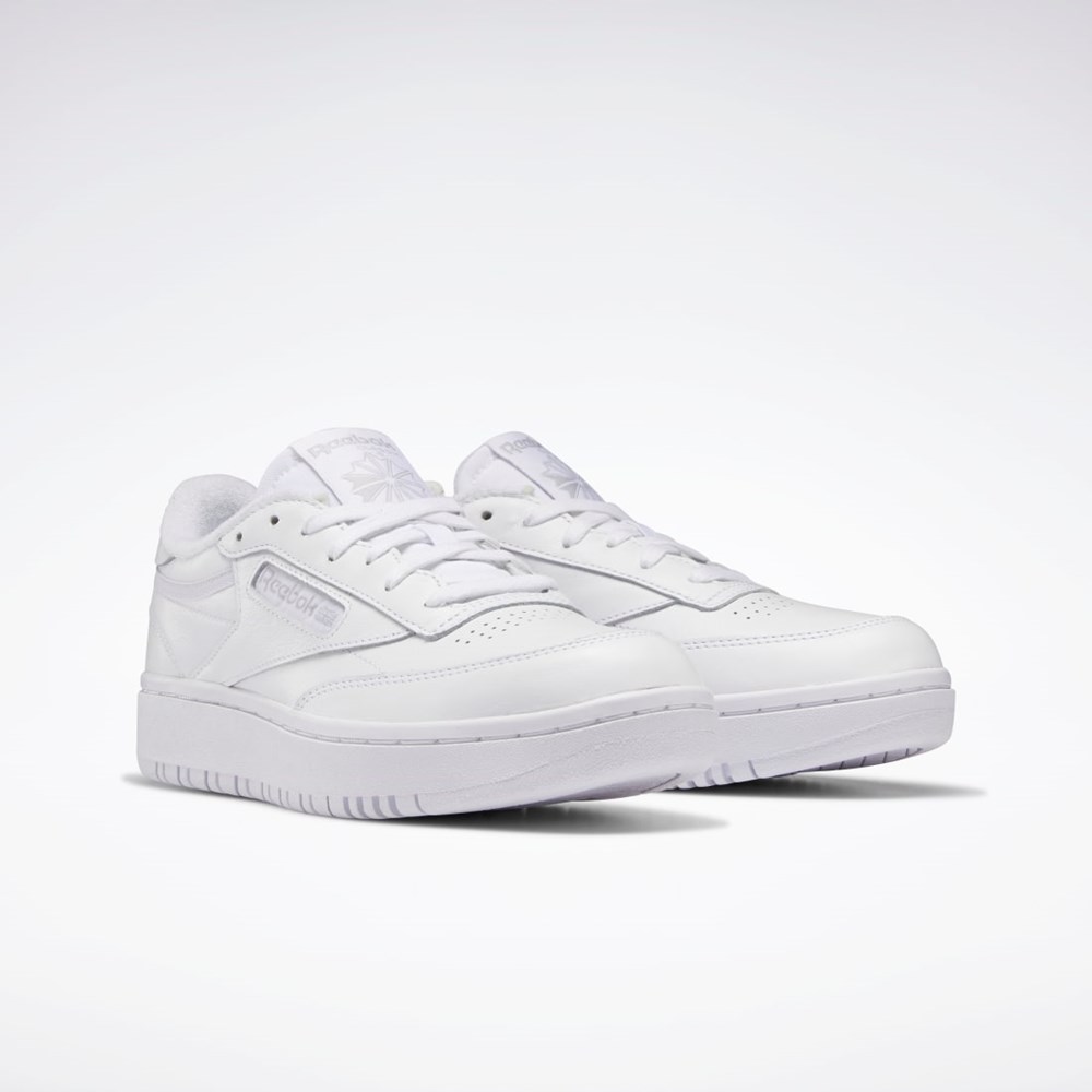 Reebok Club C Double Shoes Blancas Blancas Gris | 45SUXWGDP