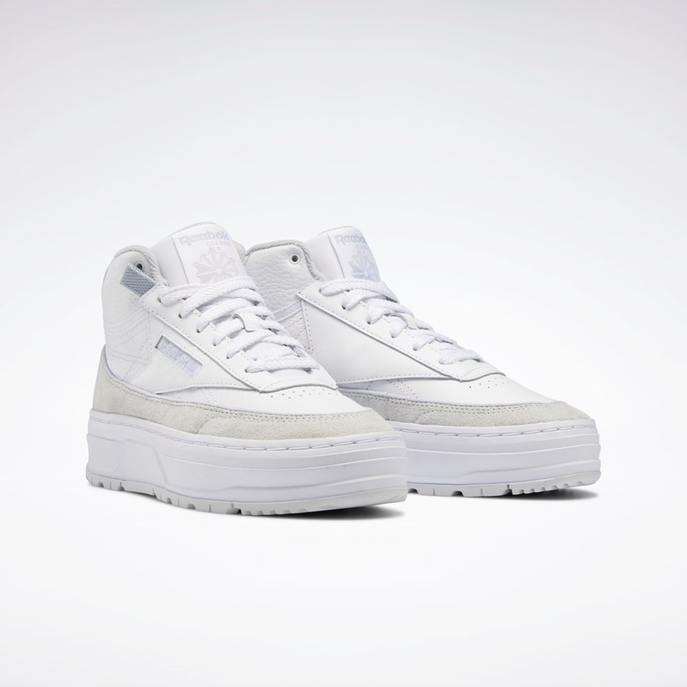 Reebok Club C Geo Mid Shoes Blancas Gris Gris | 76FLSDAQM