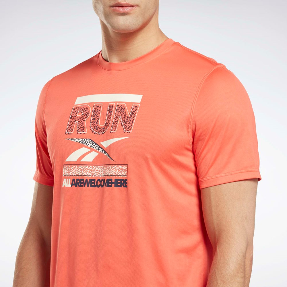 Reebok Correr Estampadas T-Shirt Naranjas | 76SWINDMO