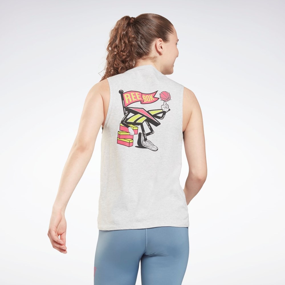 Reebok Entrenamiento Essentials Muscle Estampadas Tank Top Gris Claro | 04SDWNECG