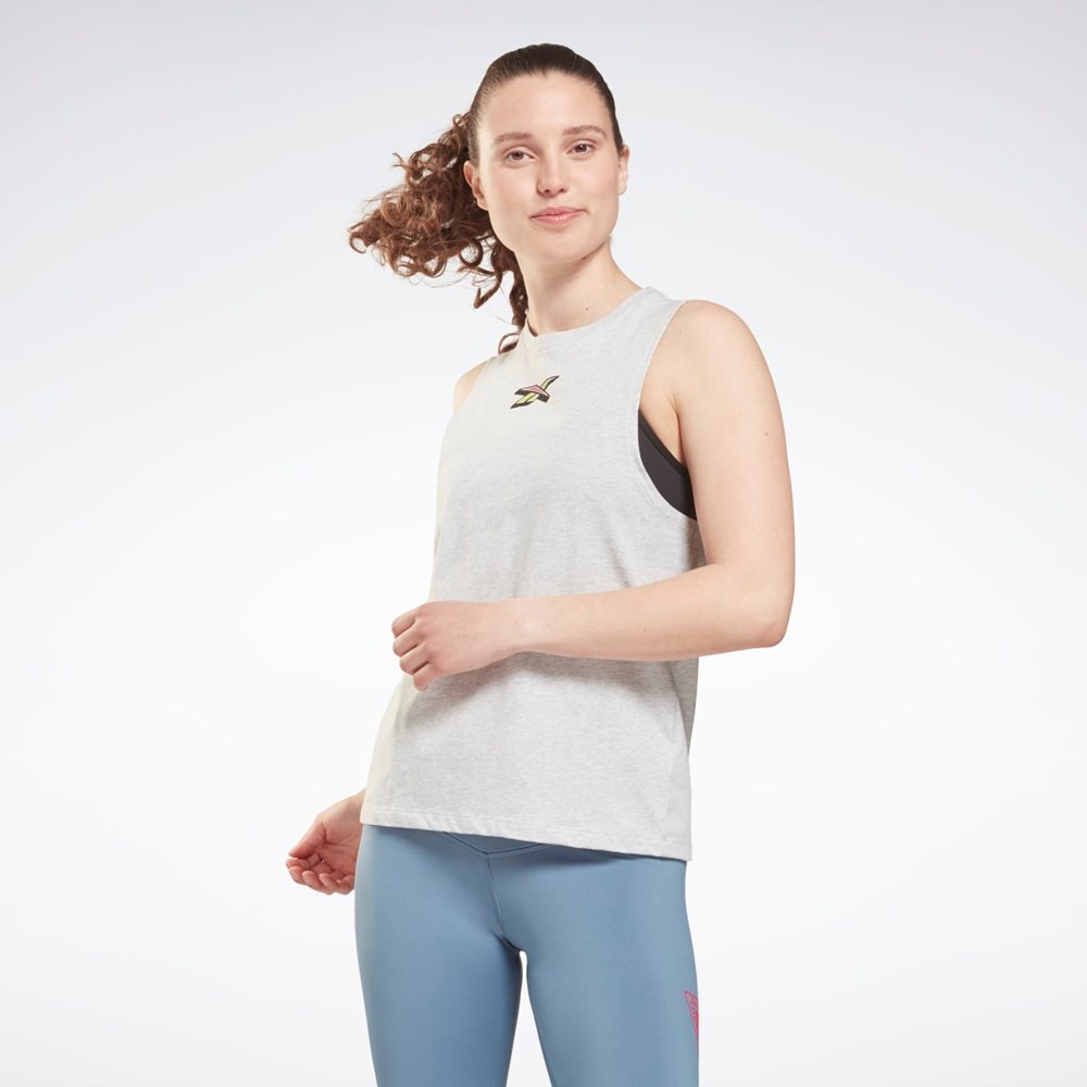 Reebok Entrenamiento Essentials Muscle Estampadas Tank Top Gris Claro | 04SDWNECG