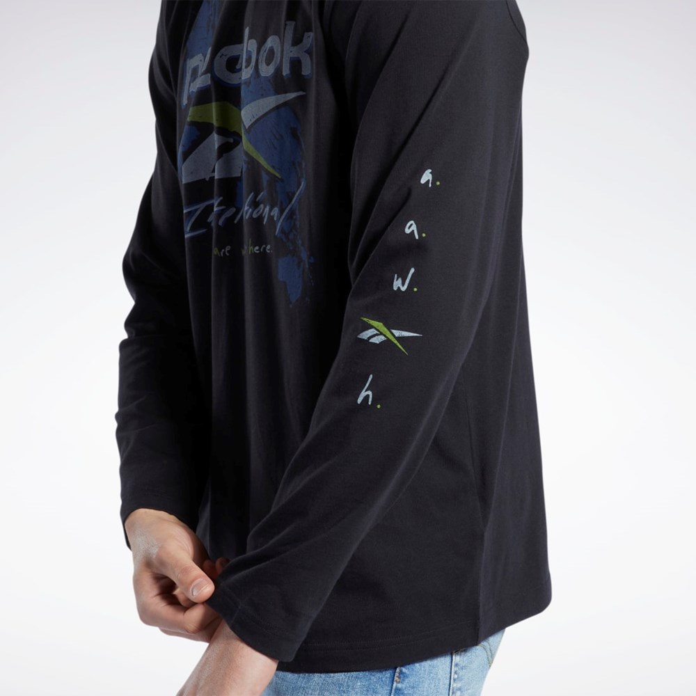 Reebok Estampadas Series Pre-Season Long Sleeve T-Shirt Negras | 30FZIQHNV