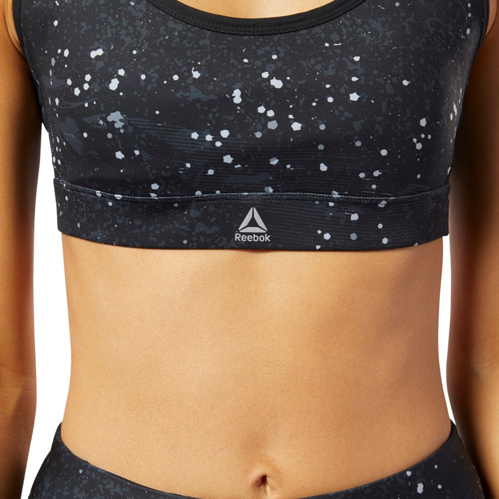 Reebok Hero Racer Medium-Impact Acolchado Bra Negras | 96TZLRFXV