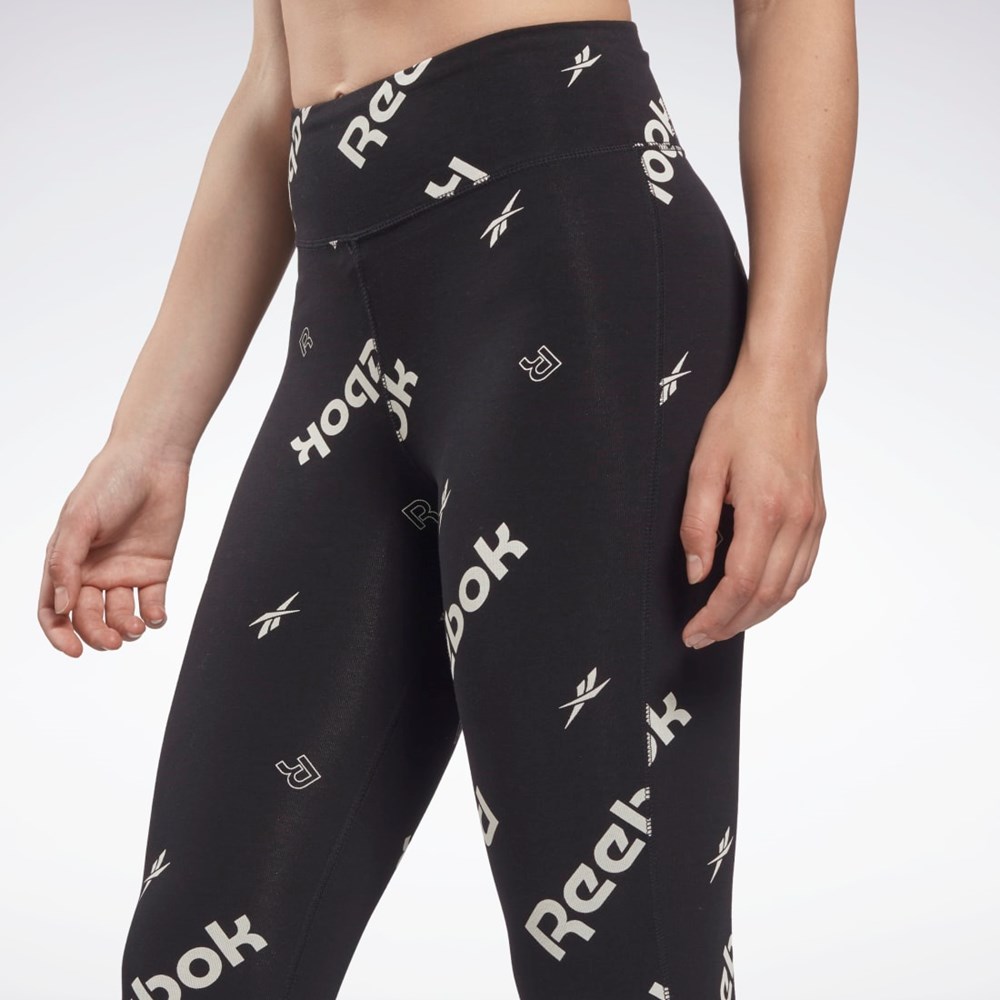 Reebok Identity Algodon Printed Leggings Negras | 21HJZGNUX