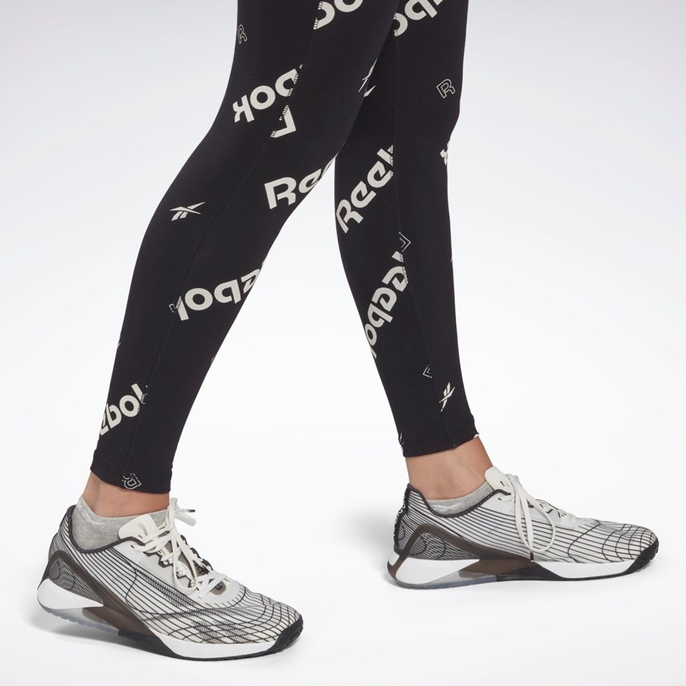 Reebok Identity Algodon Printed Leggings Negras | 21HJZGNUX