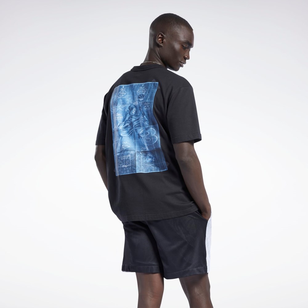 Reebok Iverson Basketball I3 Blueprint Corta Sleeve T-Shirt Negras | 31WVUKLQR