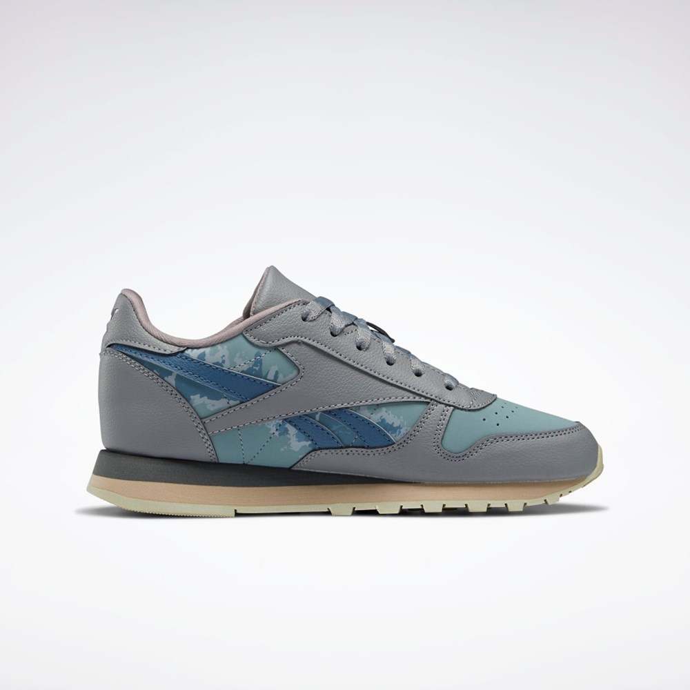 Reebok Jurassic World Classic Leather Shoes - Grade School Gris Azules | 19AZTBGJP