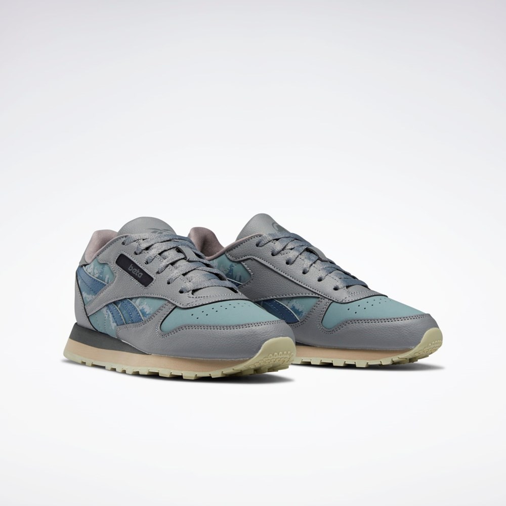 Reebok Jurassic World Classic Leather Shoes - Grade School Gris Azules | 19AZTBGJP