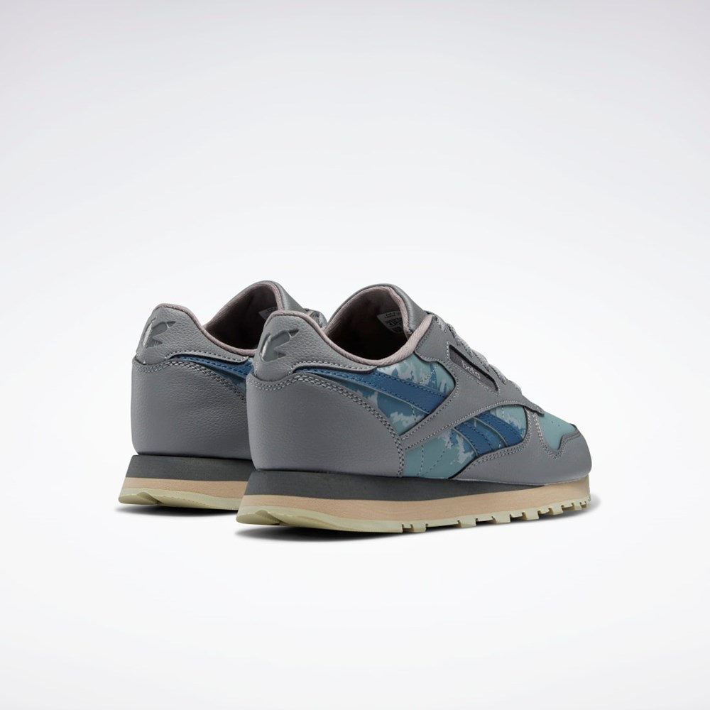 Reebok Jurassic World Classic Leather Shoes - Grade School Gris Azules | 19AZTBGJP