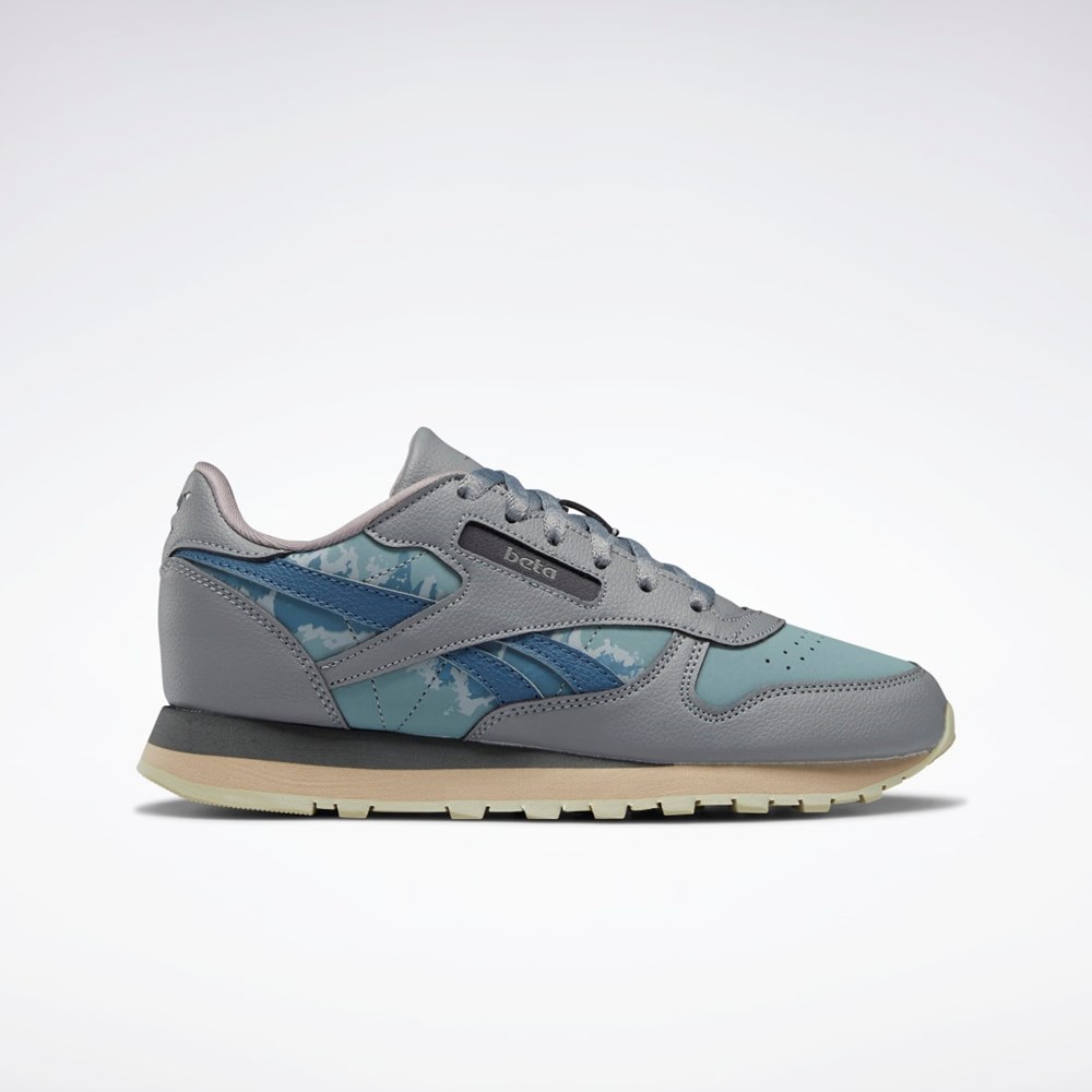 Reebok Jurassic World Classic Leather Shoes - Grade School Gris Azules | 19AZTBGJP