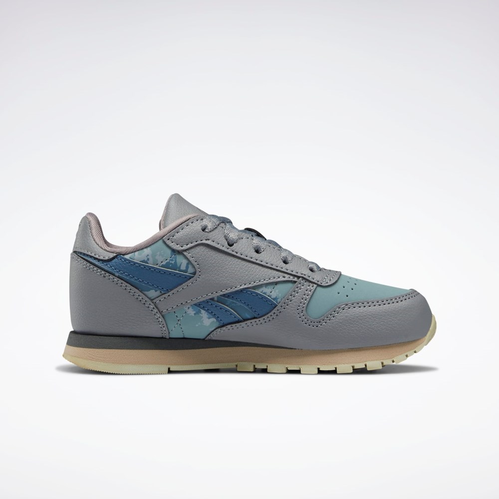 Reebok Jurassic World Classic Leather Shoes - Preschool Gris Azules | 65BEFOCAL
