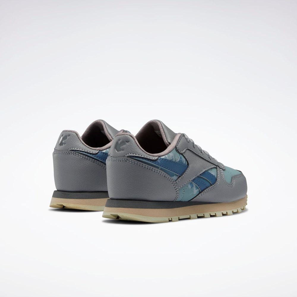 Reebok Jurassic World Classic Leather Shoes - Preschool Gris Azules | 65BEFOCAL