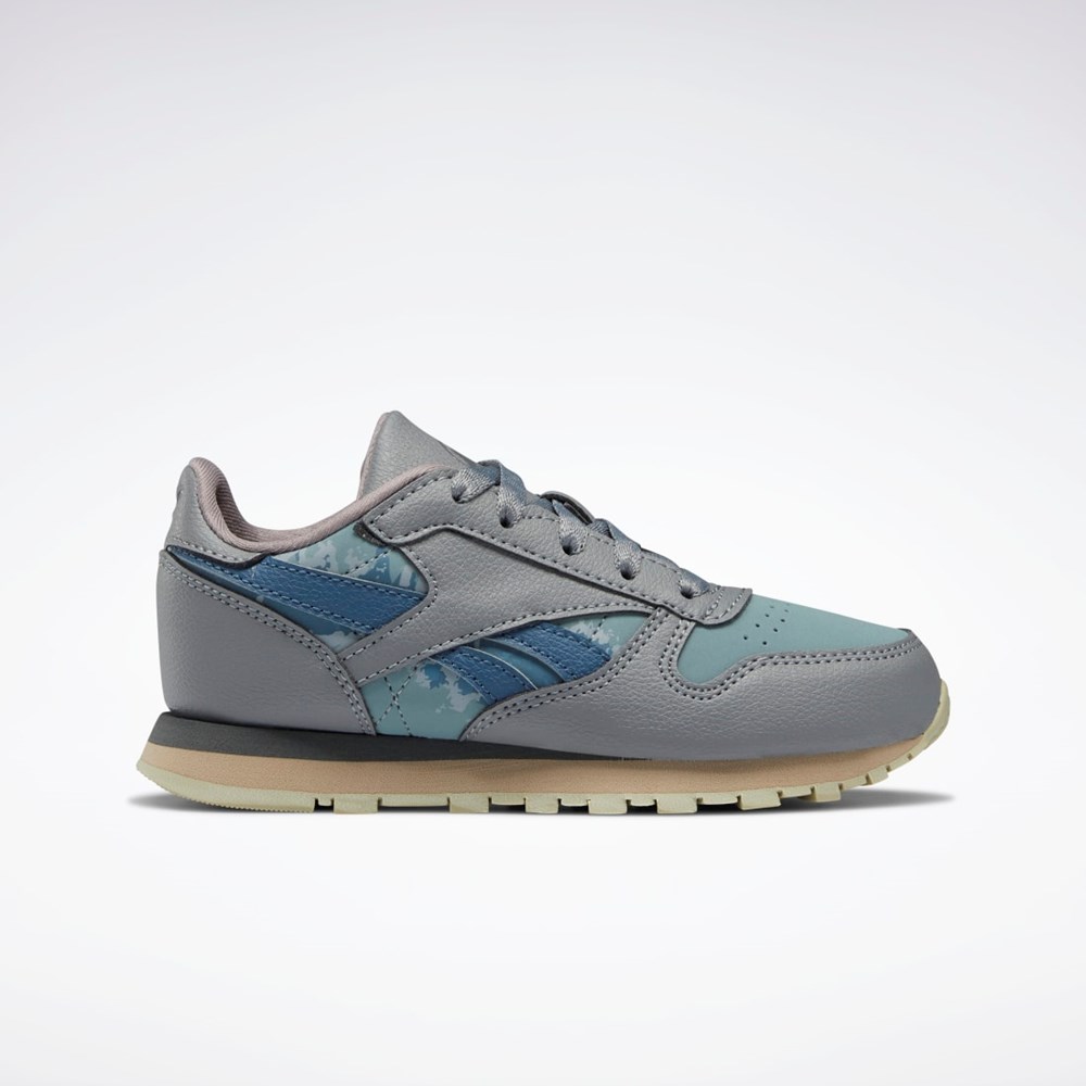 Reebok Jurassic World Classic Leather Shoes - Preschool Gris Azules | 65BEFOCAL