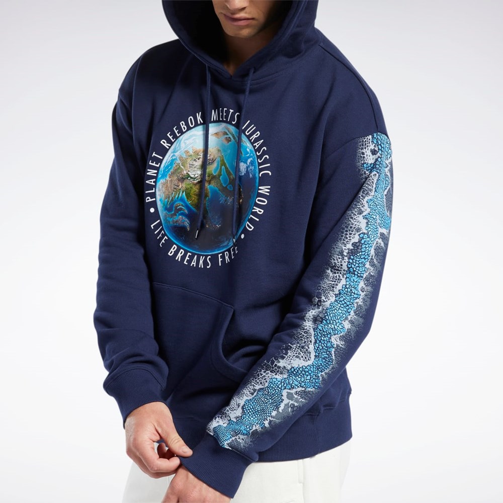 Reebok Jurassic World Estampadas Hoodie Azul Marino | 16BARQUGH
