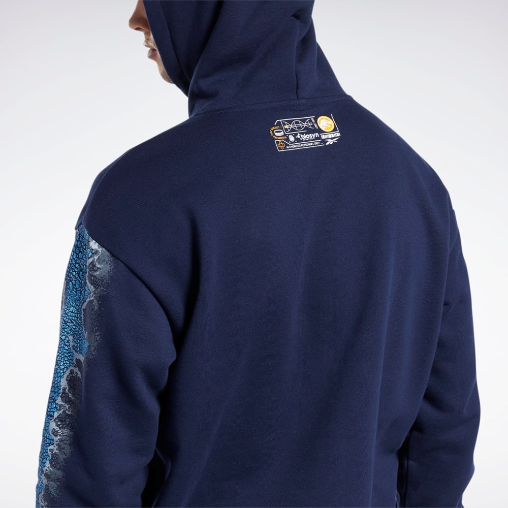 Reebok Jurassic World Estampadas Hoodie Azul Marino | 16BARQUGH