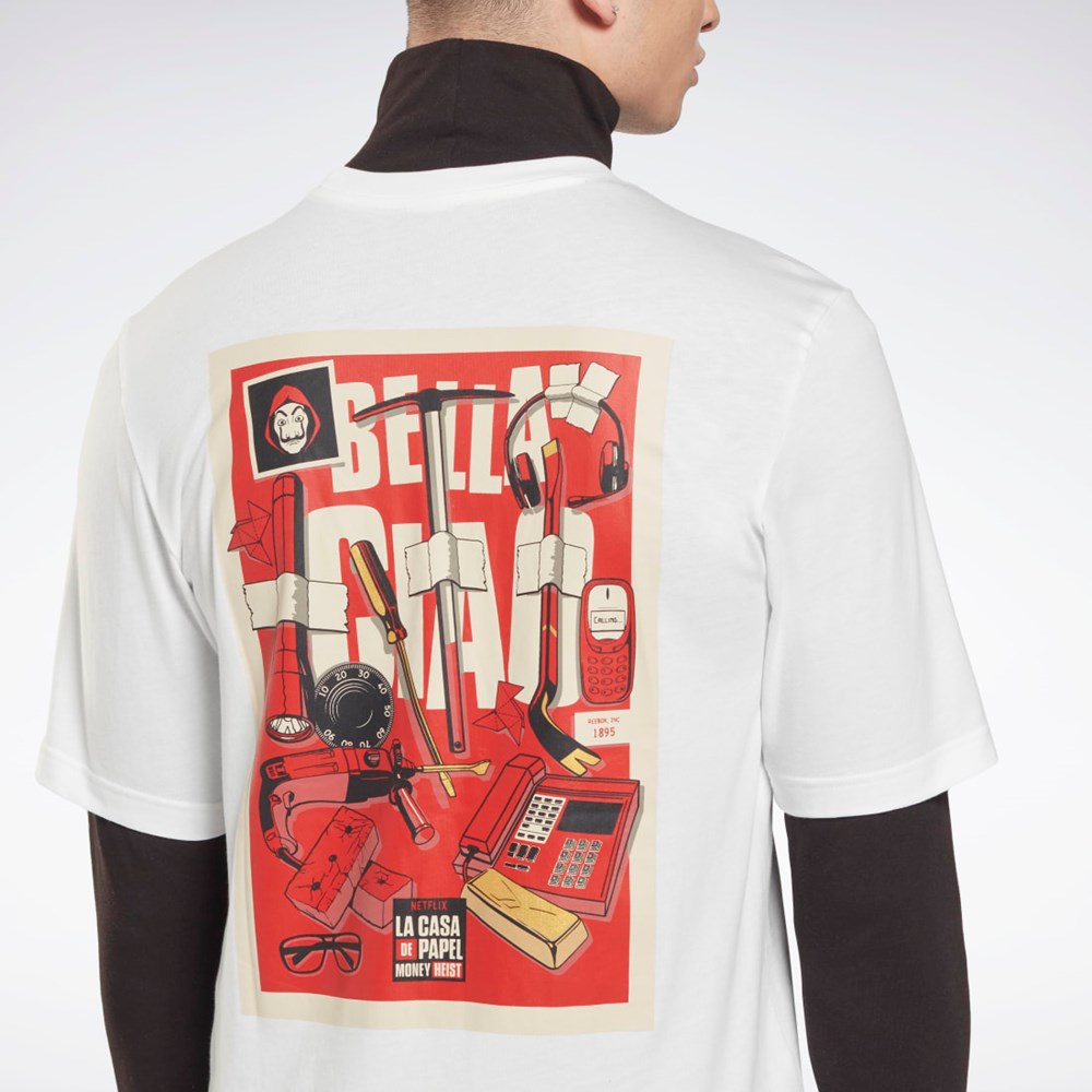 Reebok La Casa De Papel T-Shirt Blancas | 38WLSJQOD