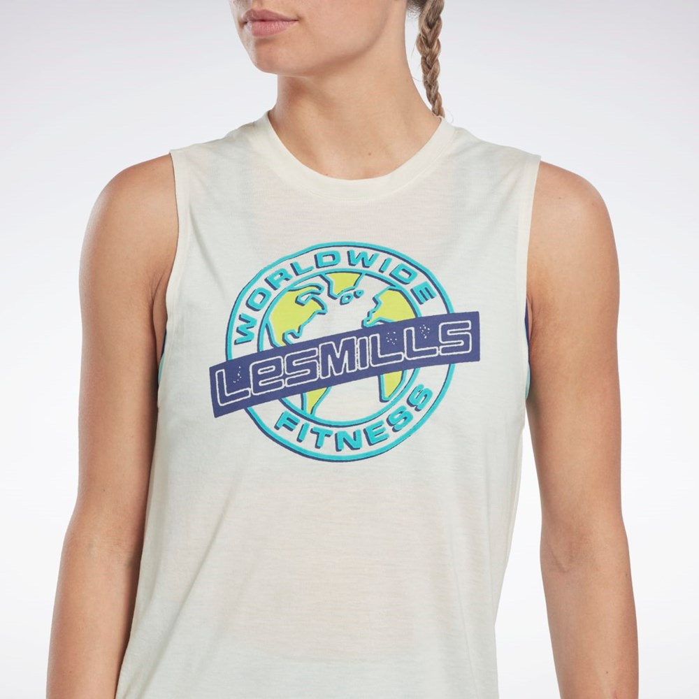 Reebok Les Mills® Estampadas Muscle Tank Top Blancas | 12ARWPZIM