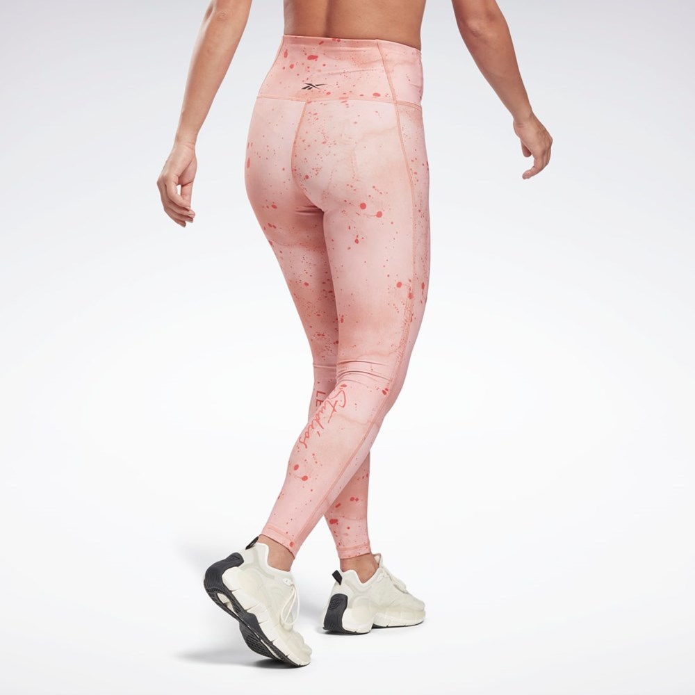 Reebok Les Mills® Lux Bold High-Waisted Printed Tights Coral | 60IMCZPRA