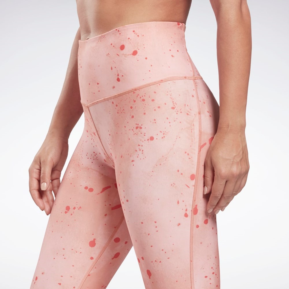 Reebok Les Mills® Lux Bold High-Waisted Printed Tights Coral | 60IMCZPRA