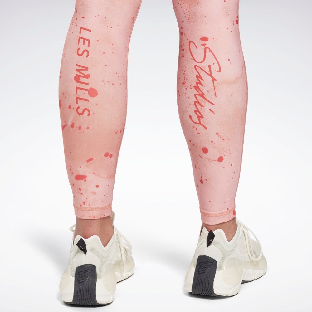 Reebok Les Mills® Lux Bold High-Waisted Printed Tights Coral | 60IMCZPRA