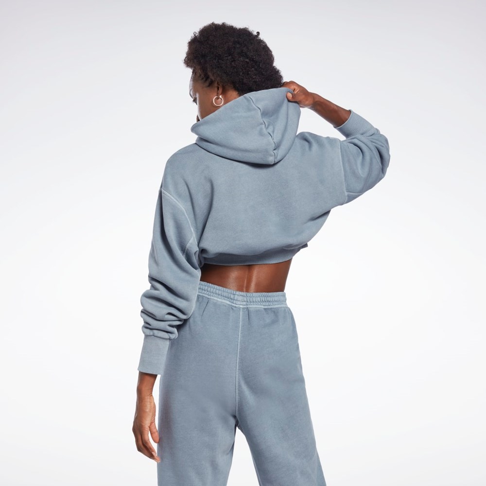 Reebok Les Mills® Natural Dye Crop Hoodie Gris | 65ERDZXSP