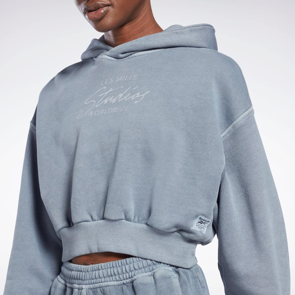 Reebok Les Mills® Natural Dye Crop Hoodie Gris | 65ERDZXSP