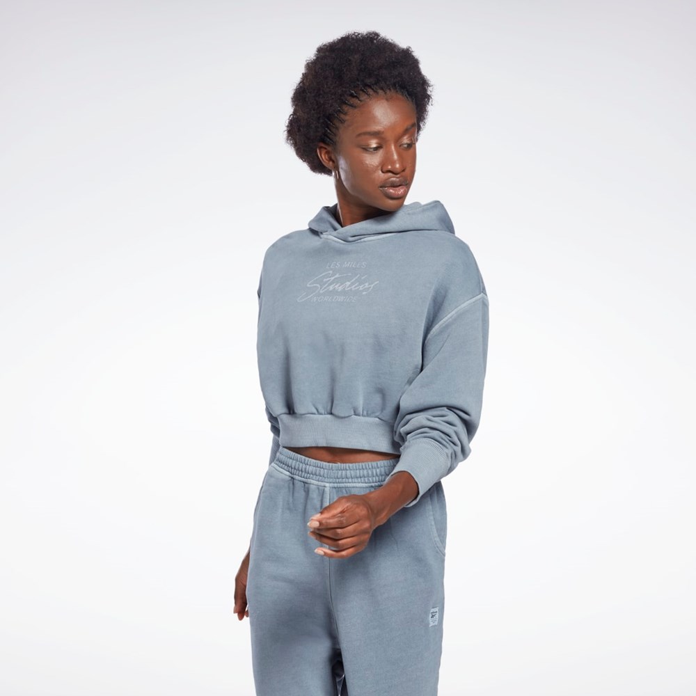 Reebok Les Mills® Natural Dye Crop Hoodie Gris | 65ERDZXSP