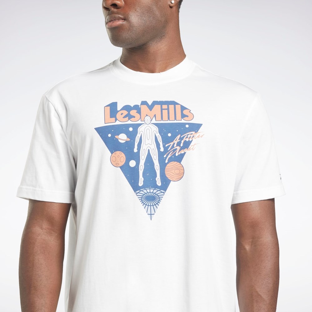 Reebok Les Mills® Oversized Estampadas T-Shirt Blancas | 31PVFCQDT