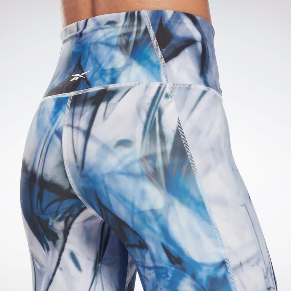 Reebok Lux Bold High-Waisted Liquid Abyss Print Tights Azules | 90FVEMZLD
