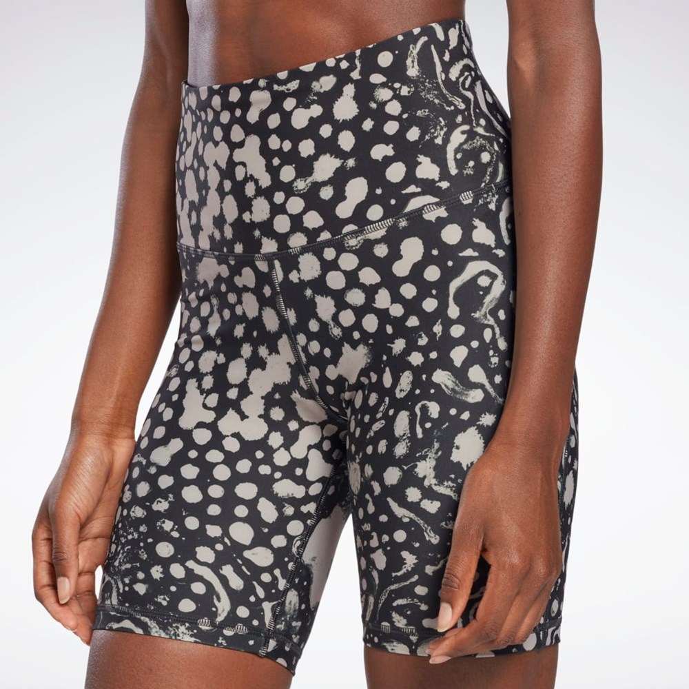 Reebok Lux Bold High-Waisted Modern Safari Print Shorts Negras | 54EDNUXLZ